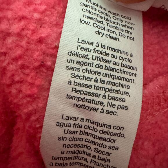 Vintage GAP Y2K Hot Pink Fleece Zip Up Hoodie | Thumbhole Cuffs (Size XS) - Picture 5 of 6